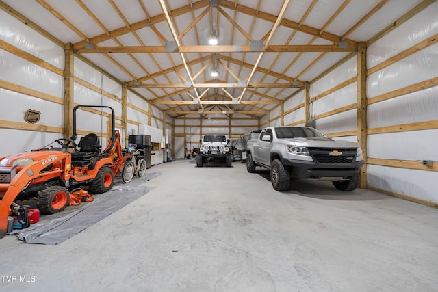 garage with metal wall