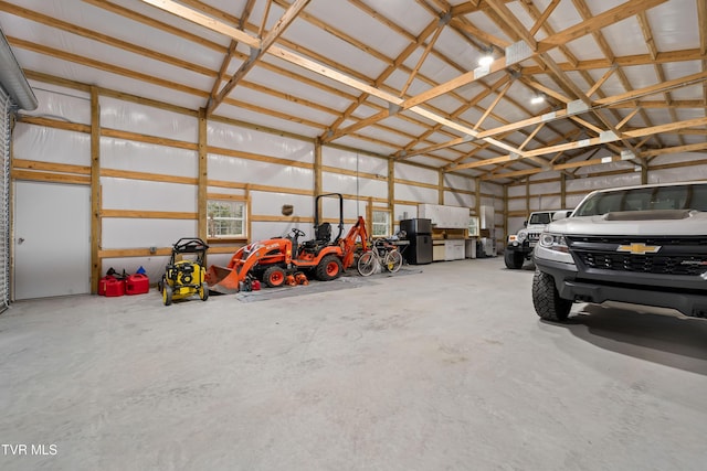 garage with metal wall