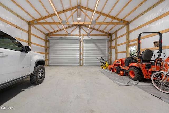 garage with metal wall