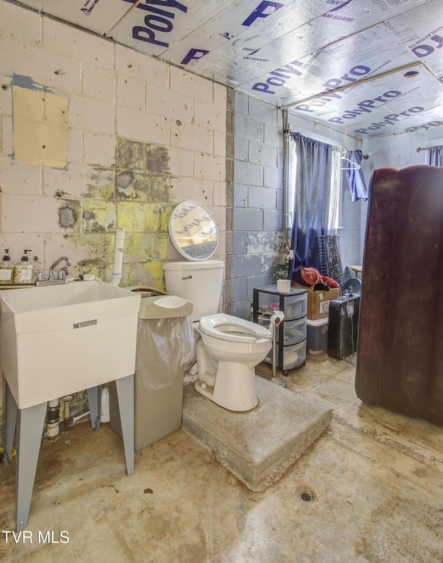 90 Darnell Rd, Greeneville, TN 37743 - bathroom featuring toilet, concrete flooring, and concrete block wall