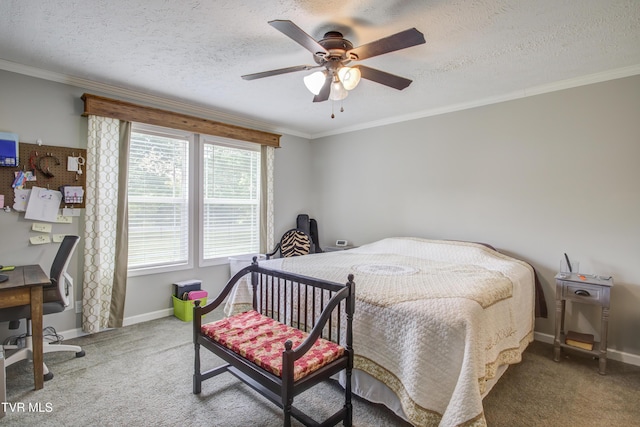 90 Darnell Rd, Greeneville, TN 37743 - bedroom with crown molding, baseboards, carpet, and a textured ceiling