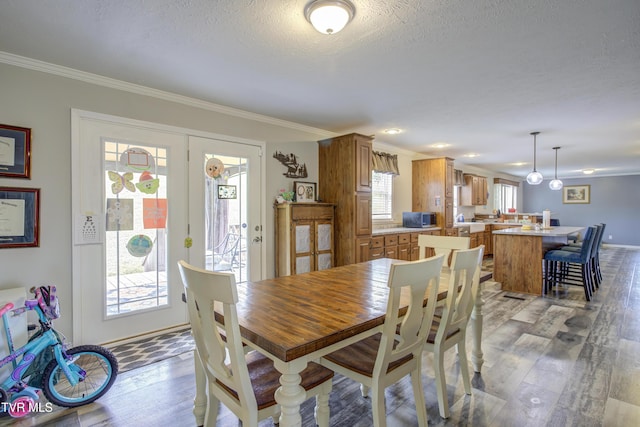 90 Darnell Rd, Greeneville, TN 37743 - dining room featuring ornamental molding, wood finished floors, and a textured ceiling