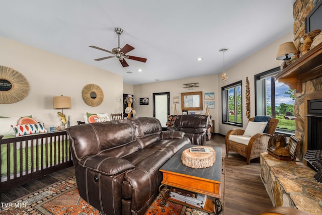 589 Harbor Point Rd, Butler, TN 37640 - living area featuring wood finished floors, recessed lighting, and ceiling fan