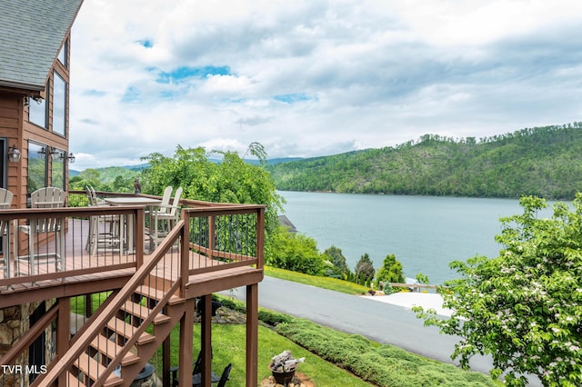 589 Harbor Point Rd, Butler, TN 37640 - water view featuring stairway and a heavily wooded area