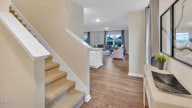 1128 Aspen Ter, Greeneville, TN 37745 - foyer entrance with stairs, wood finished floors, recessed lighting, and baseboards