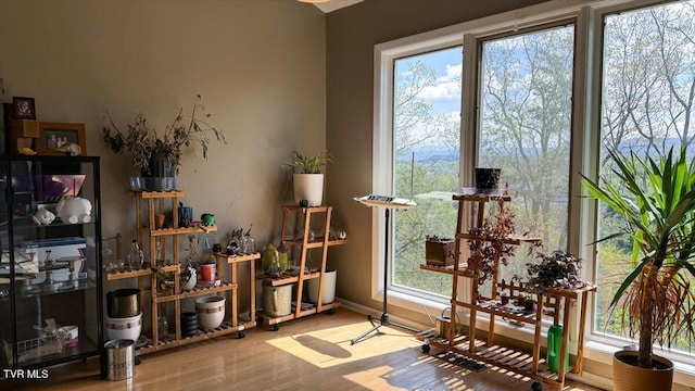 sitting room with wood finished floors