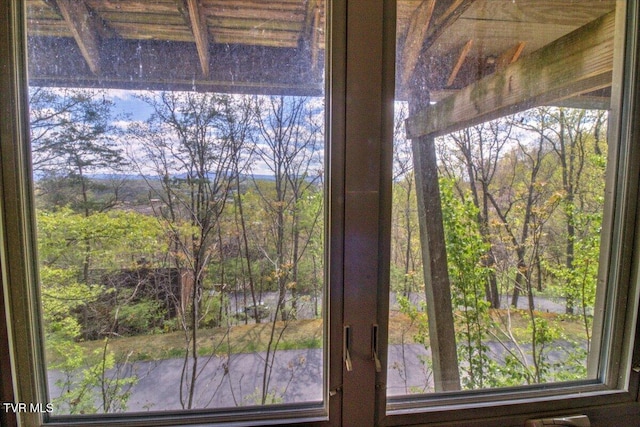 room details featuring a forest view