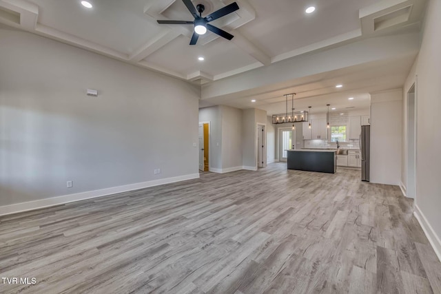 74 Slonaker Cir, Jonesborough, TN 37659 - unfurnished living room featuring recessed lighting, a ceiling fan, and light wood-style floors