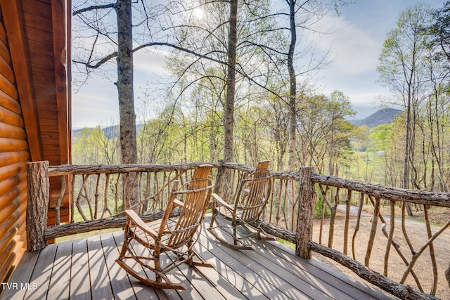 113 Tanner Dr, Elizabethton, TN 37643 - wooden deck featuring a mountain view