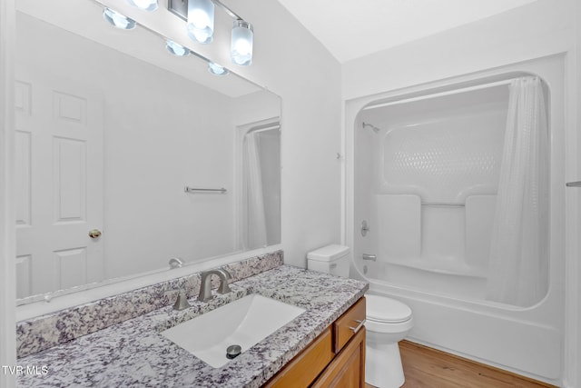511 Hickory Rd Unit 511, Bristol, TN 37620 - bathroom featuring shower / tub combo with curtain, vanity, toilet, and wood finished floors