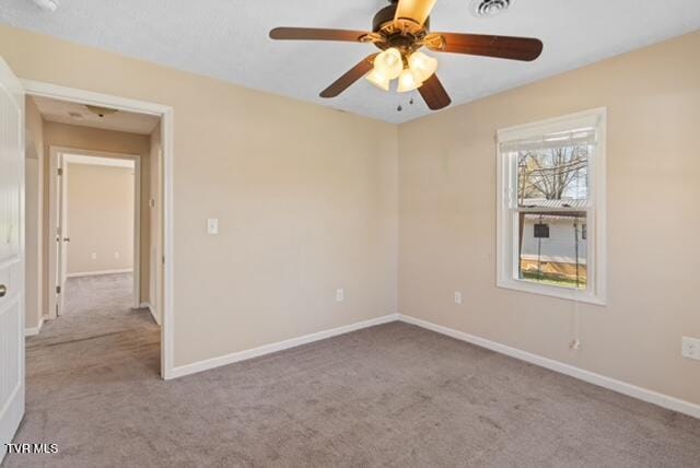 112 Morrow Ln, Greeneville, TN 37745 - empty room with baseboards, carpet flooring, ceiling fan, and visible vents