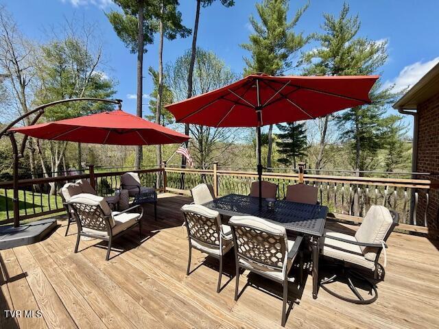 20268 Heron Cir, Abingdon, VA 24211 - wooden terrace featuring outdoor dining space