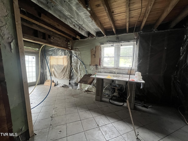 interior space featuring tile patterned flooring