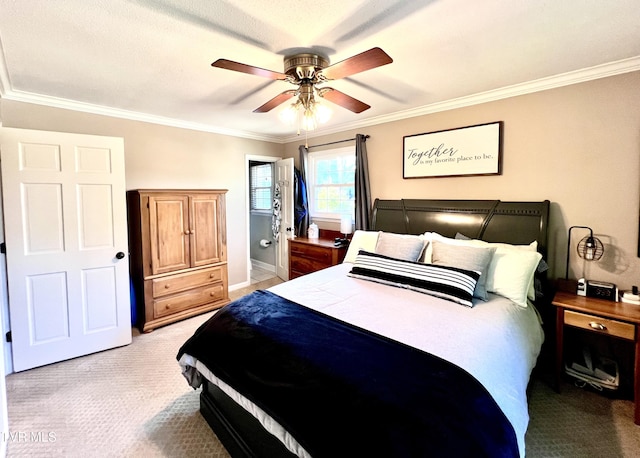 2215 Knob Creek Rd, Johnson City, TN 37604 - bedroom with ornamental molding, ceiling fan, and light carpet