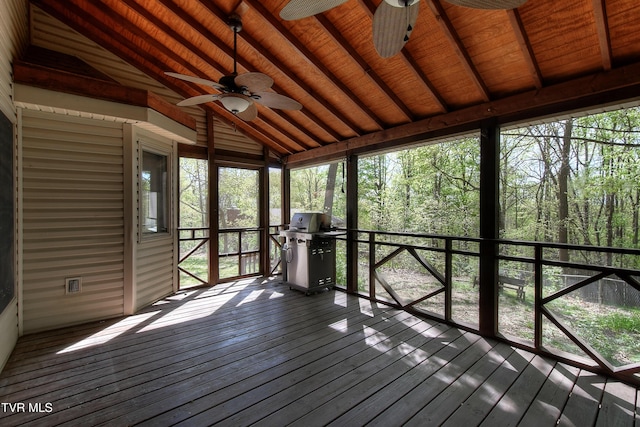 455 Carlton Rd, Bristol, TN 37620 - unfurnished sunroom with beamed ceiling and a ceiling fan