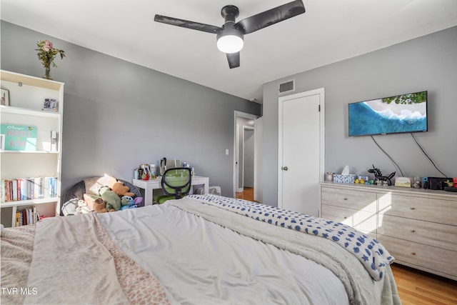 610 Pine Hill Rd, Elizabethton, TN 37643 - bedroom featuring wood finished floors, ceiling fan, and visible vents