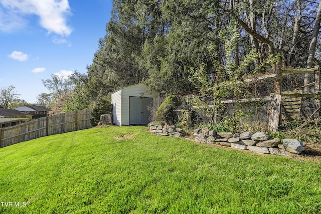 610 Pine Hill Rd, Elizabethton, TN 37643 - view of yard with a storage shed, a fenced backyard, and an outbuilding