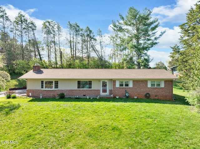 102 Delta Cir, Greeneville, TN 37743 - single story home with a front yard, brick siding, and a chimney