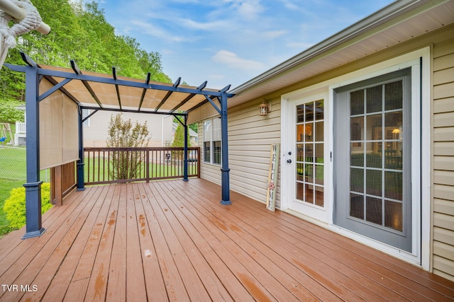 deck featuring a pergola
