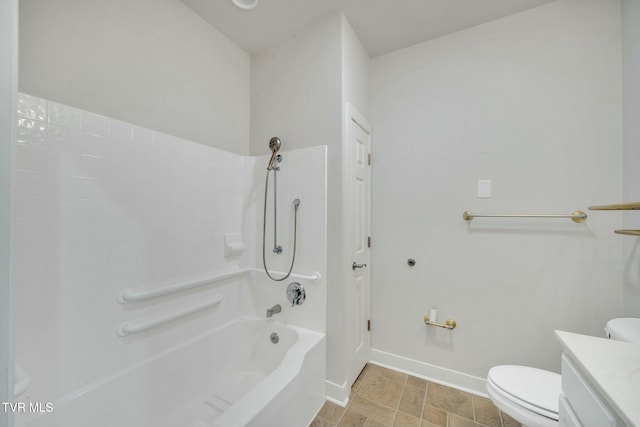 211 University Pkwy Unit 16, Johnson City, TN 37604 - bathroom with toilet, vanity, baseboards, and shower / bathing tub combination