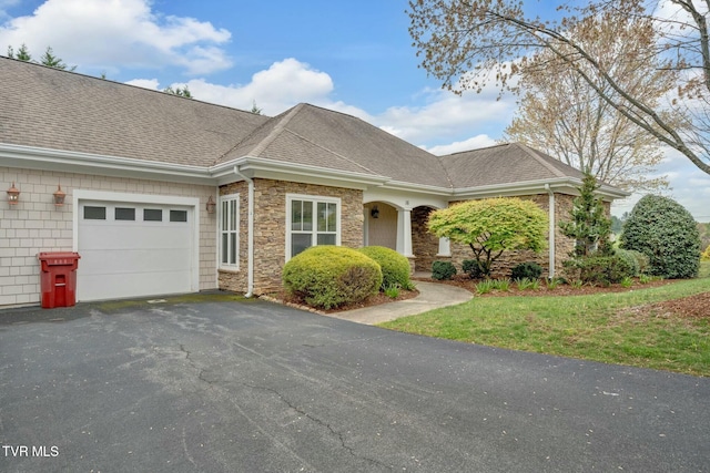 211 University Pkwy Unit 16, Johnson City, TN 37604 - single story home featuring roof with shingles, an attached garage, stone siding, and aphalt driveway