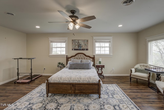368 New Hope Rd, Jonesborough, TN 37659 - bedroom with dark wood finished floors, recessed lighting, and ceiling fan