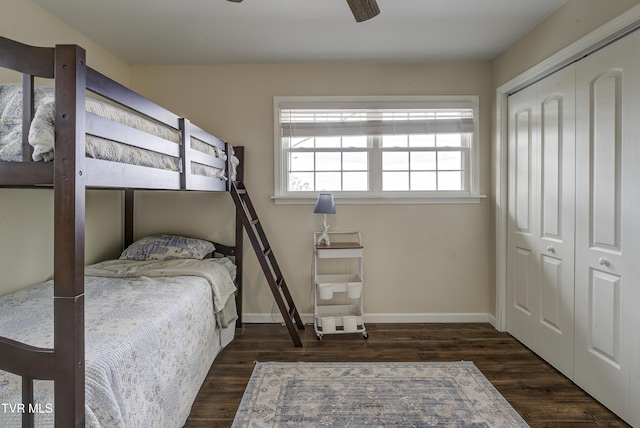 368 New Hope Rd, Jonesborough, TN 37659 - bedroom with a closet, dark wood finished floors, and a ceiling fan
