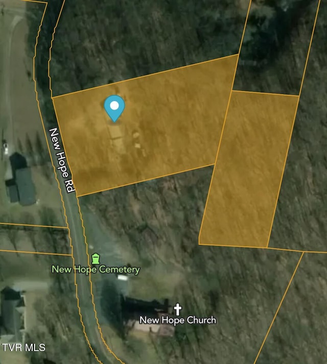 368 New Hope Rd, Jonesborough, TN 37659 - aerial map of property and surrounding area featuring property parcel outlined