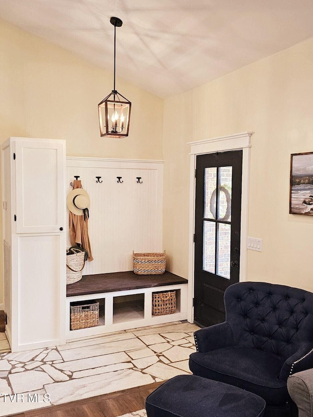 368 New Hope Rd, Jonesborough, TN 37659 - mudroom featuring a chandelier and wood finished floors