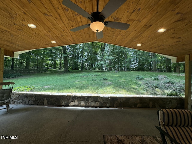 view of yard with ceiling fan