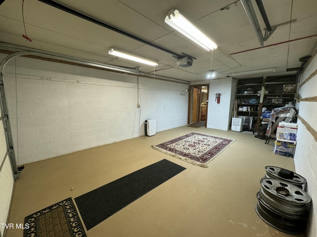 basement with concrete block wall