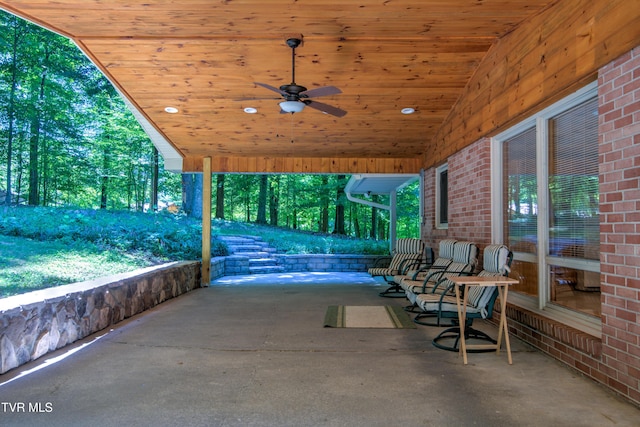 view of patio / terrace featuring ceiling fan