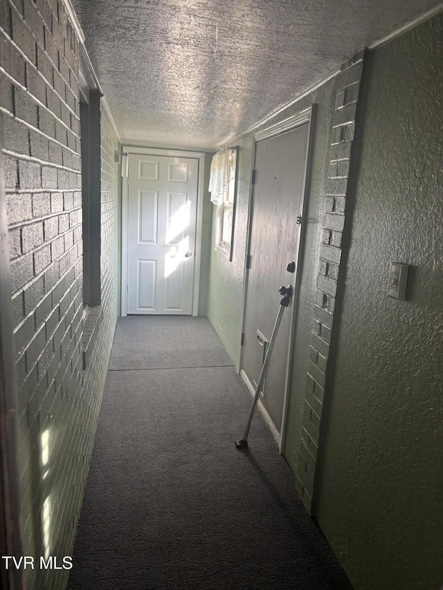 490 Delaney Ln, Clintwood, VA 24228 - corridor featuring a textured wall, carpet, and a textured ceiling