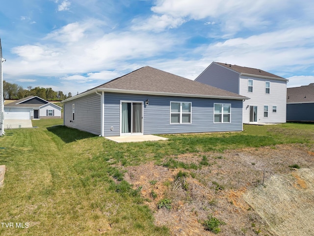 1245 Cherry Grv, Greeneville, TN 37745 - back of property featuring a patio area, a lawn, and roof with shingles