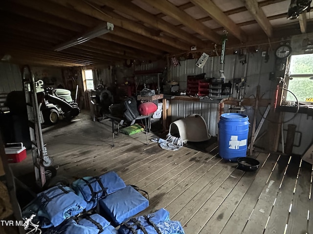 1456 Osbornes Gap Rd, Clintwood, VA 24228 - misc room with hardwood / wood-style floors and a garage