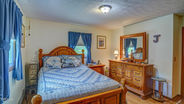683 Ridge Rd, Piney Flats, TN 37686 - bedroom with a textured ceiling, baseboards, and light wood-style floors