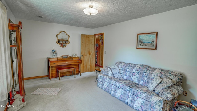 683 Ridge Rd, Piney Flats, TN 37686 - carpeted living room featuring a textured ceiling