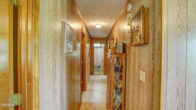 683 Ridge Rd, Piney Flats, TN 37686 - corridor featuring wood walls and a textured ceiling