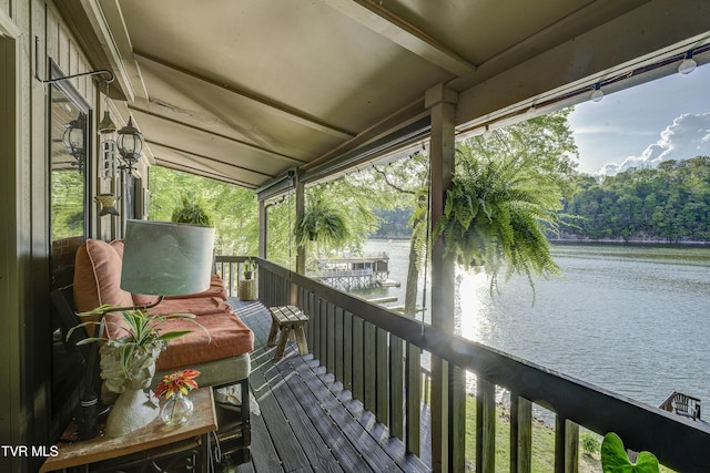 768 Lake Point Dr, Piney Flats, TN 37686 - wooden terrace with a water view