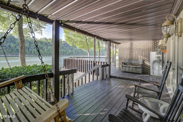 768 Lake Point Dr, Piney Flats, TN 37686 - wooden deck with a water view