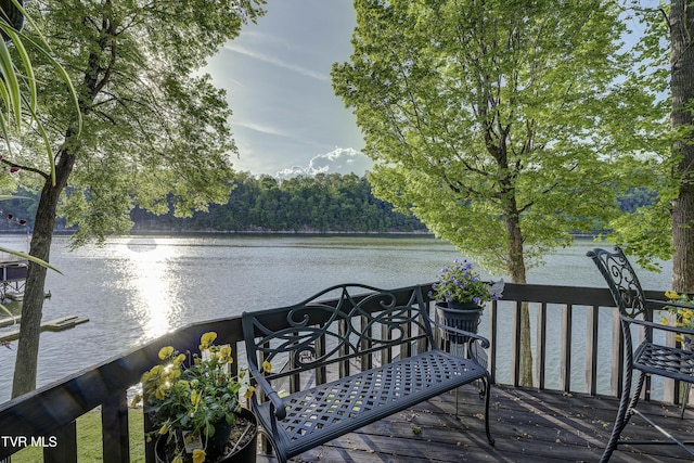 768 Lake Point Dr, Piney Flats, TN 37686 - wooden terrace with a water view