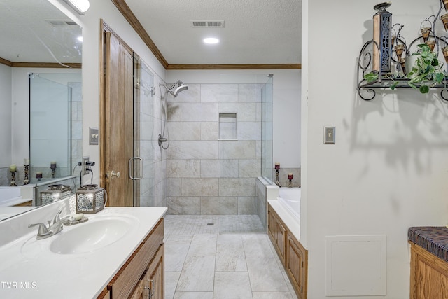 768 Lake Point Dr, Piney Flats, TN 37686 - full bath with a stall shower, a garden tub, vanity, and crown molding