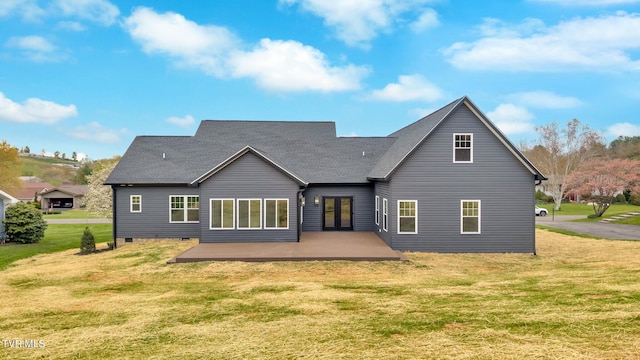330 Bogey Dr, Abingdon, VA 24211 - back of house featuring a patio area, french doors, a yard, and crawl space