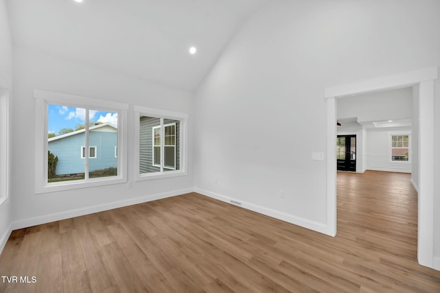330 Bogey Dr, Abingdon, VA 24211 - empty room with recessed lighting, light wood-style floors, baseboards, and high vaulted ceiling