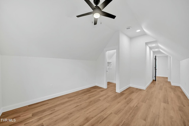 330 Bogey Dr, Abingdon, VA 24211 - bonus room featuring recessed lighting, lofted ceiling, a ceiling fan, light wood-type flooring, and baseboards