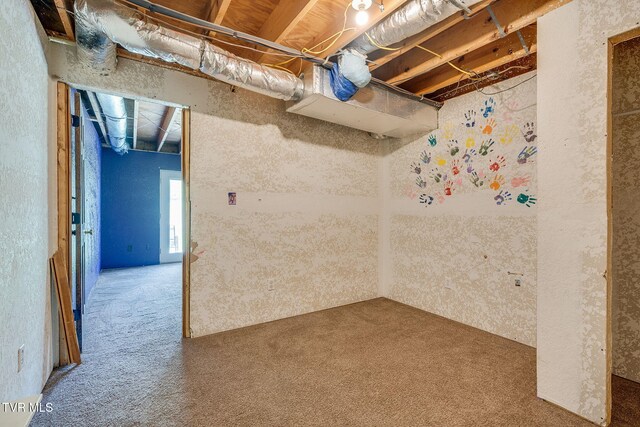 basement with carpet floors