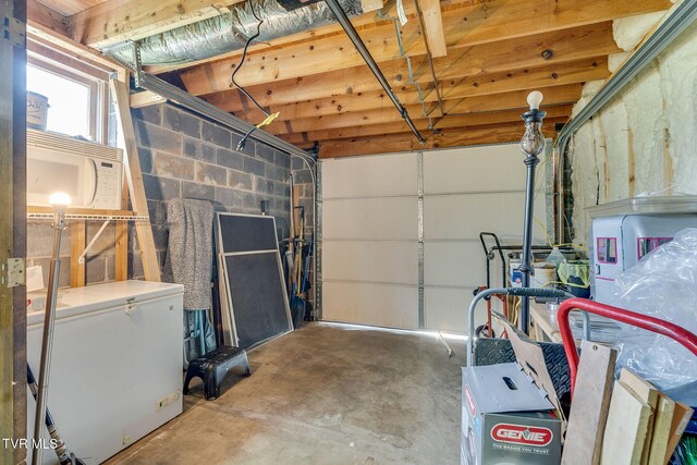 garage with refrigerator