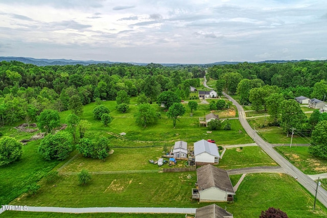 aerial view featuring a forest view