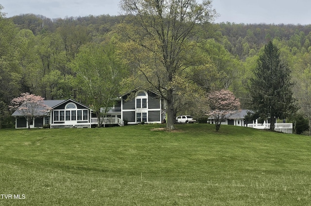 304 Tunnel Dr, Dryden, VA 24243 - view of yard with a wooded view and a sunroom