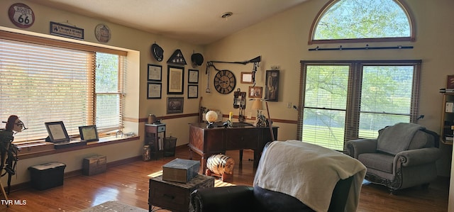 304 Tunnel Dr, Dryden, VA 24243 - living area featuring wood finished floors, a wealth of natural light, and vaulted ceiling